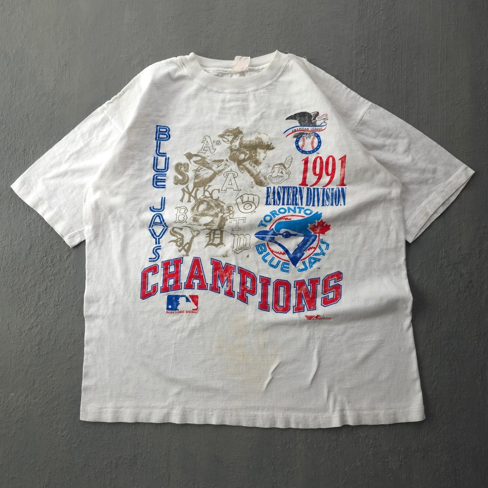 Vintage 1990s Toronto Blue Jays White T-shirt OS 1991 AL East Champions MLB